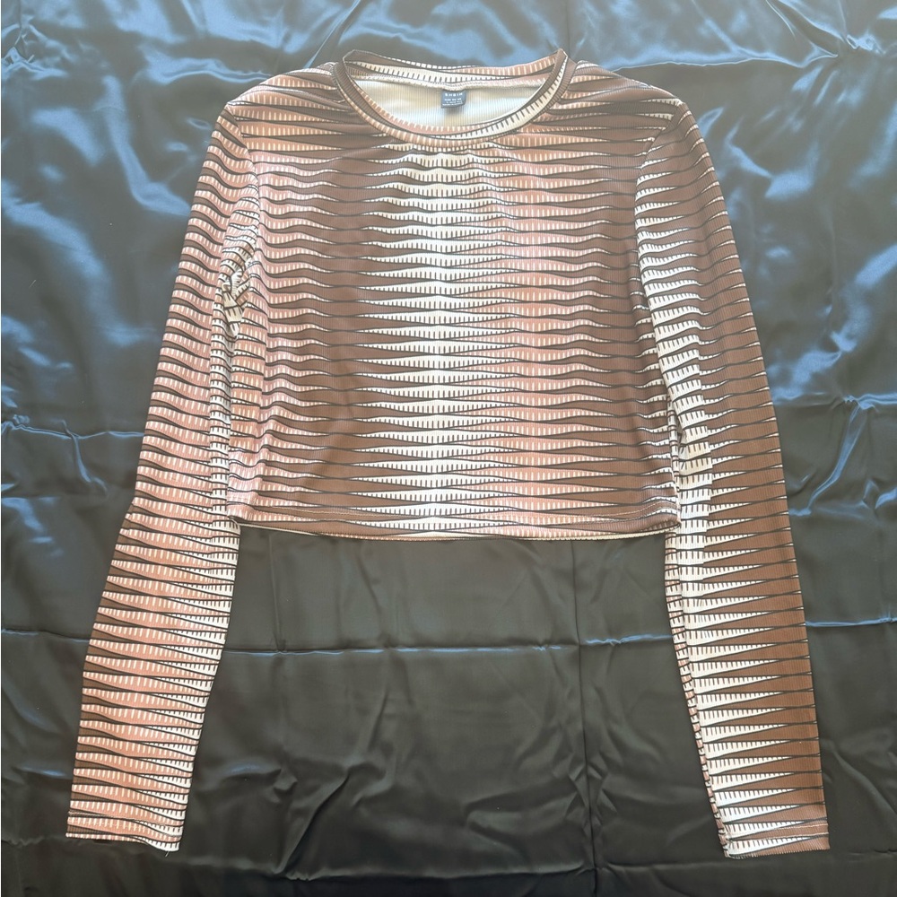 SHEIN Brown and White Striped Crop Top